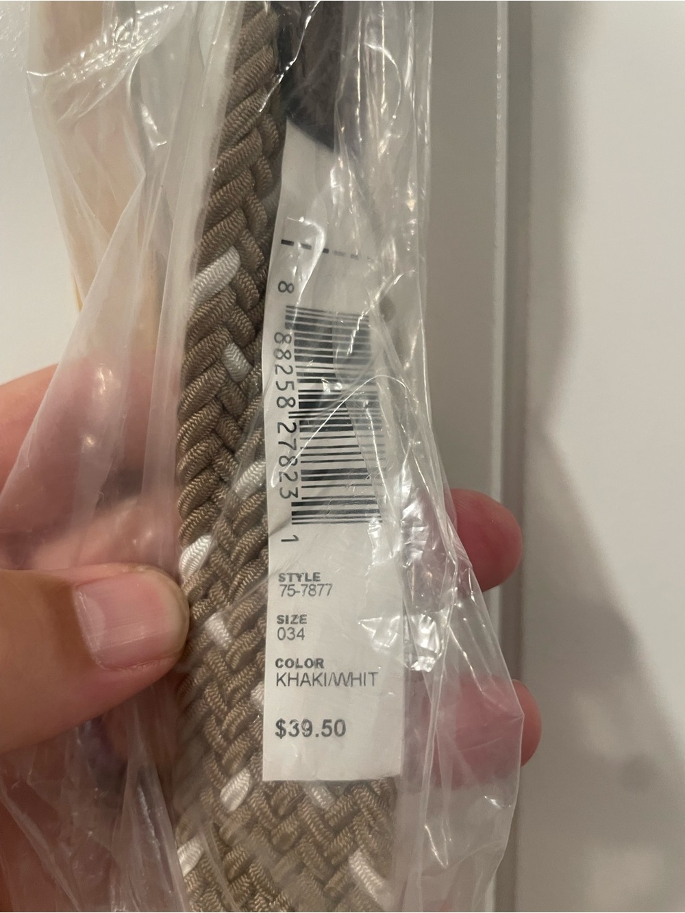 Braided Tan and White Men's Belt with Brown Leather End - Picture 3 of 3